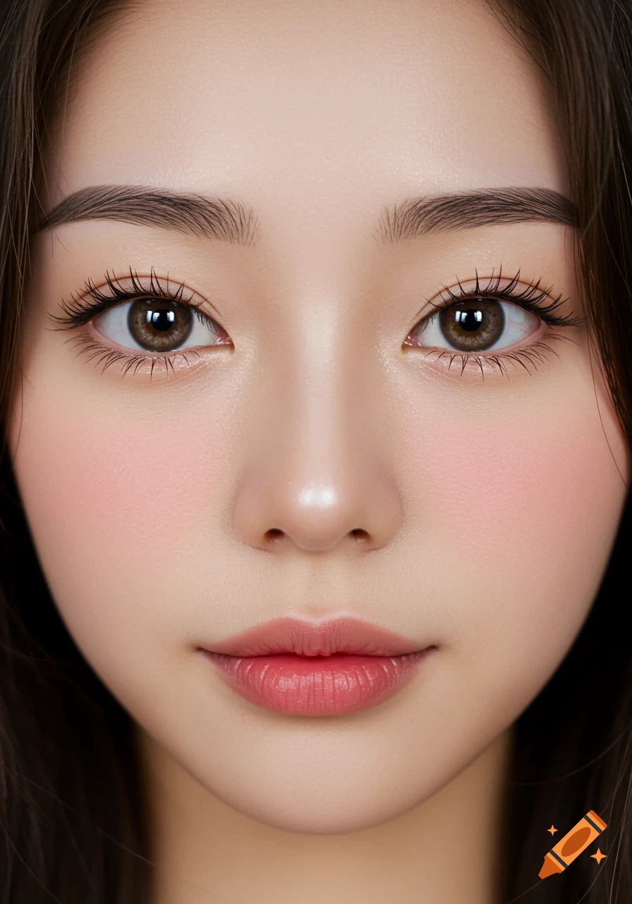 Close-up photorealistic portrait of a young woman's face