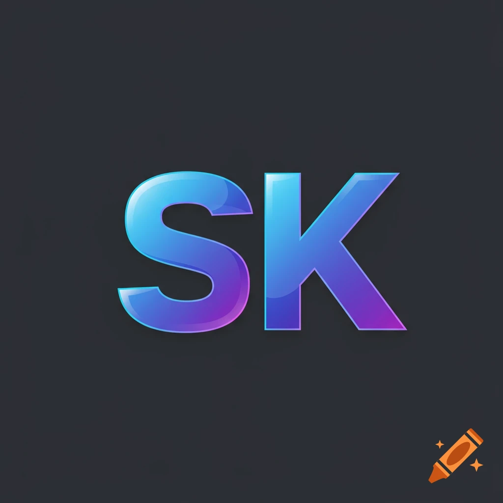 The letters SK in a blue and purple gradient on a dark background.