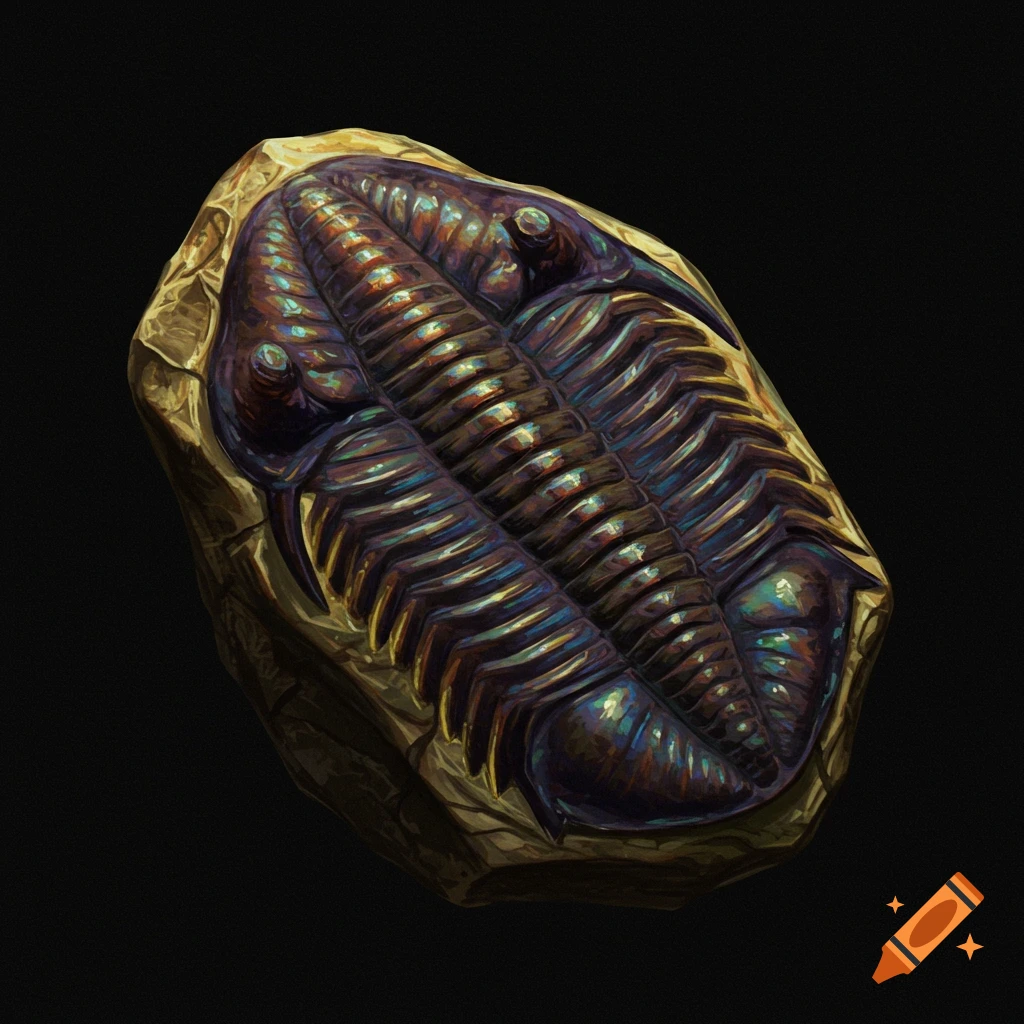 Detailed image of a trilobite fossil embedded in rock.