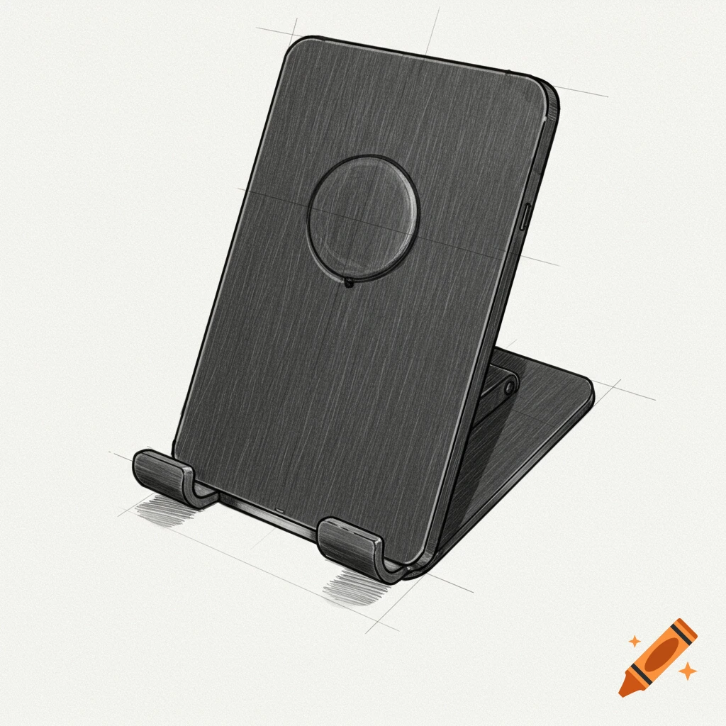 A sketch of a phone stand.