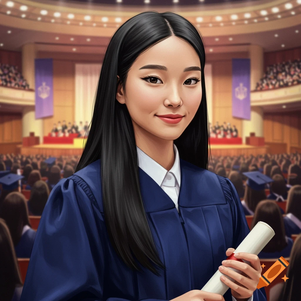 A valedictorian holding a diploma at a graduation ceremony.