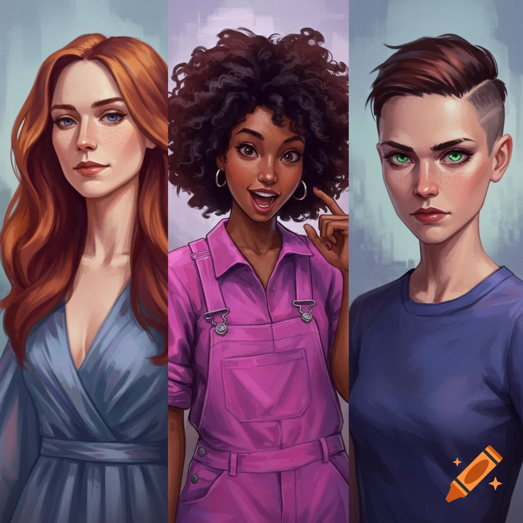 Three diverse women's portraits