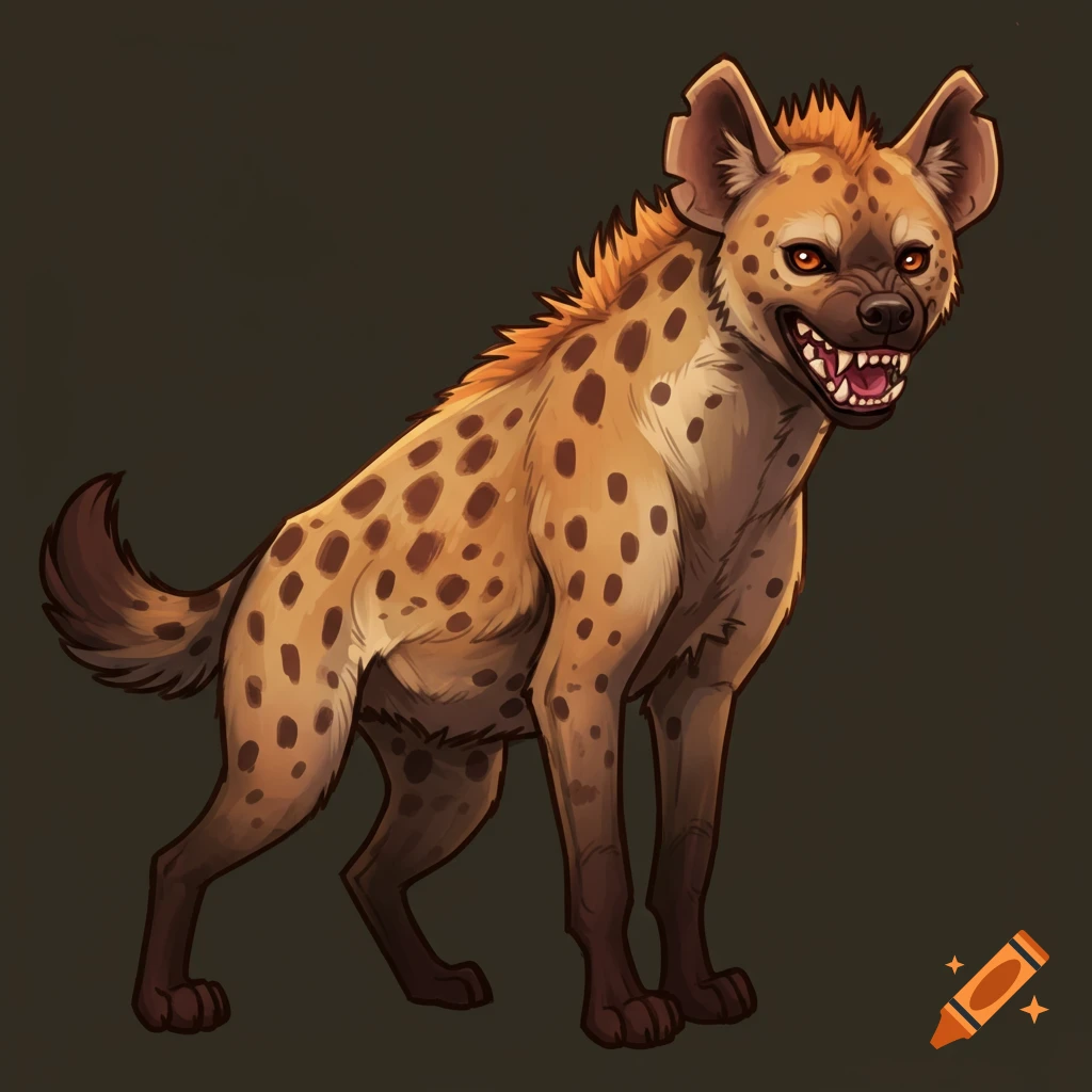 A spotted hyena snarling