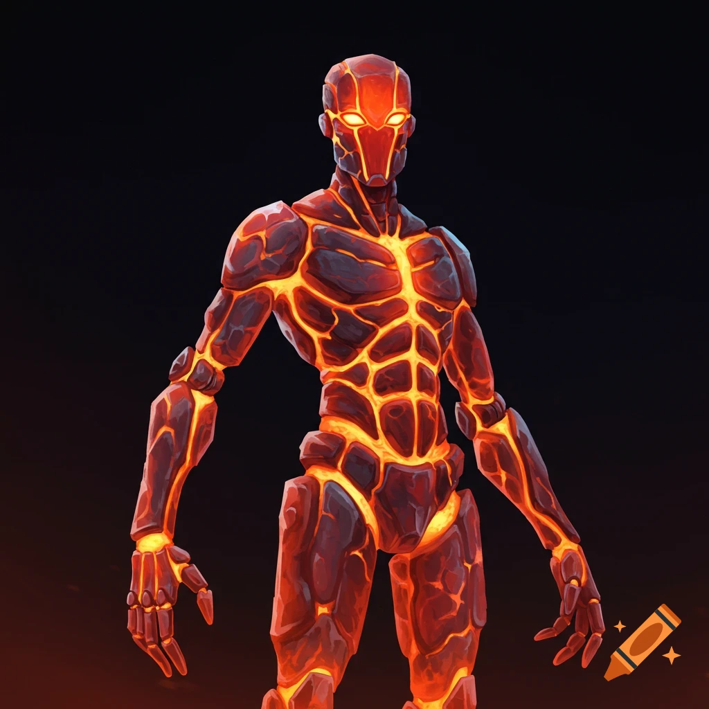 A lava-themed humanoid robot.