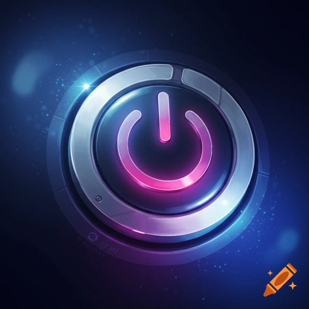 A vibrant image of a glowing power button icon