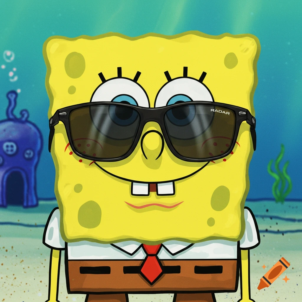 Illustration of SpongeBob SquarePants wearing sunglasses.