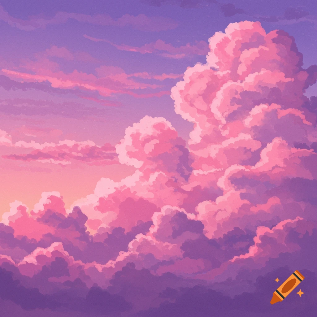 Pink and purple clouds at sunset.