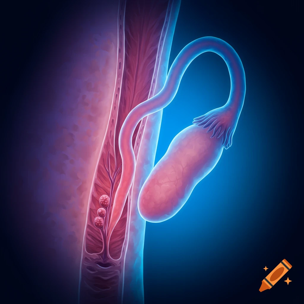 Digital illustration of placental cord insertion