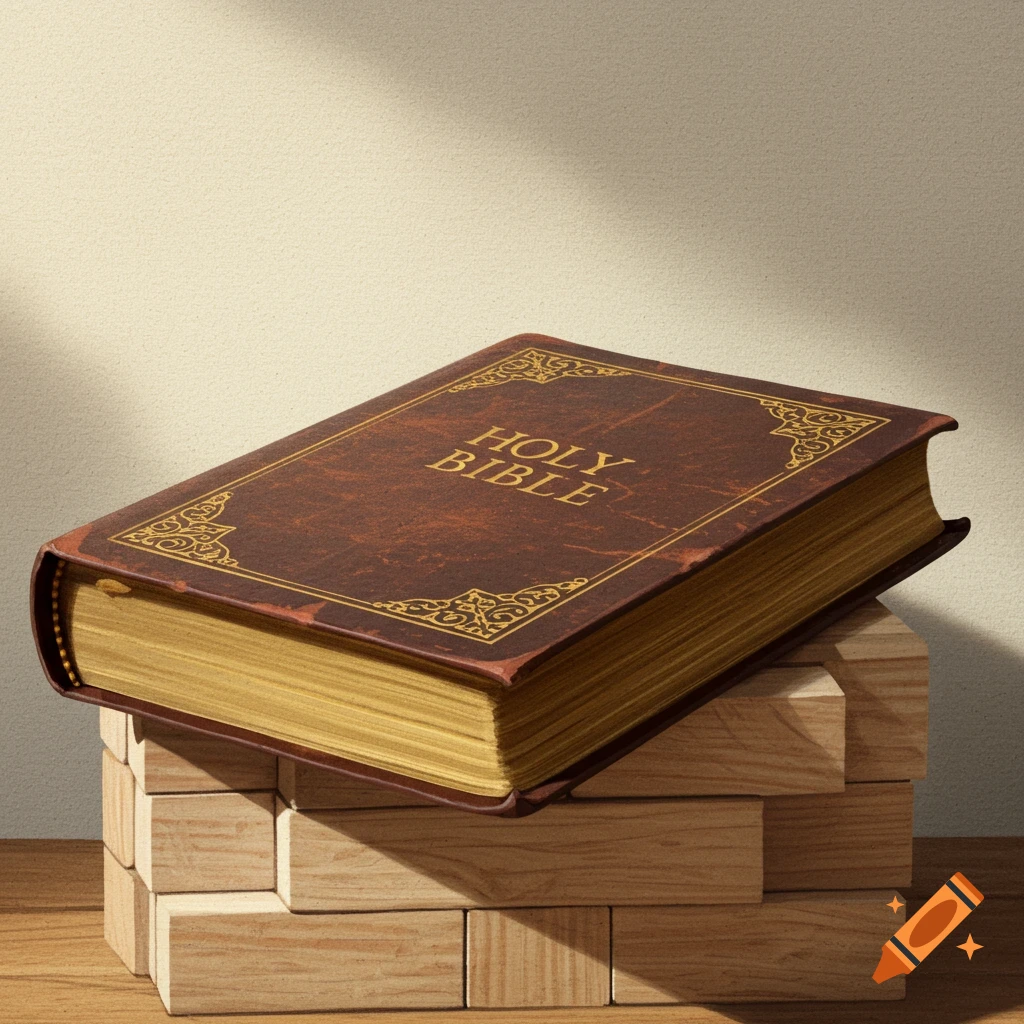 A Dark Moody Photograph Of An Antique Book With BIBLE Embossed On a-dark-moody-photograph-of-an-antique-book-with-bible-embossed-on