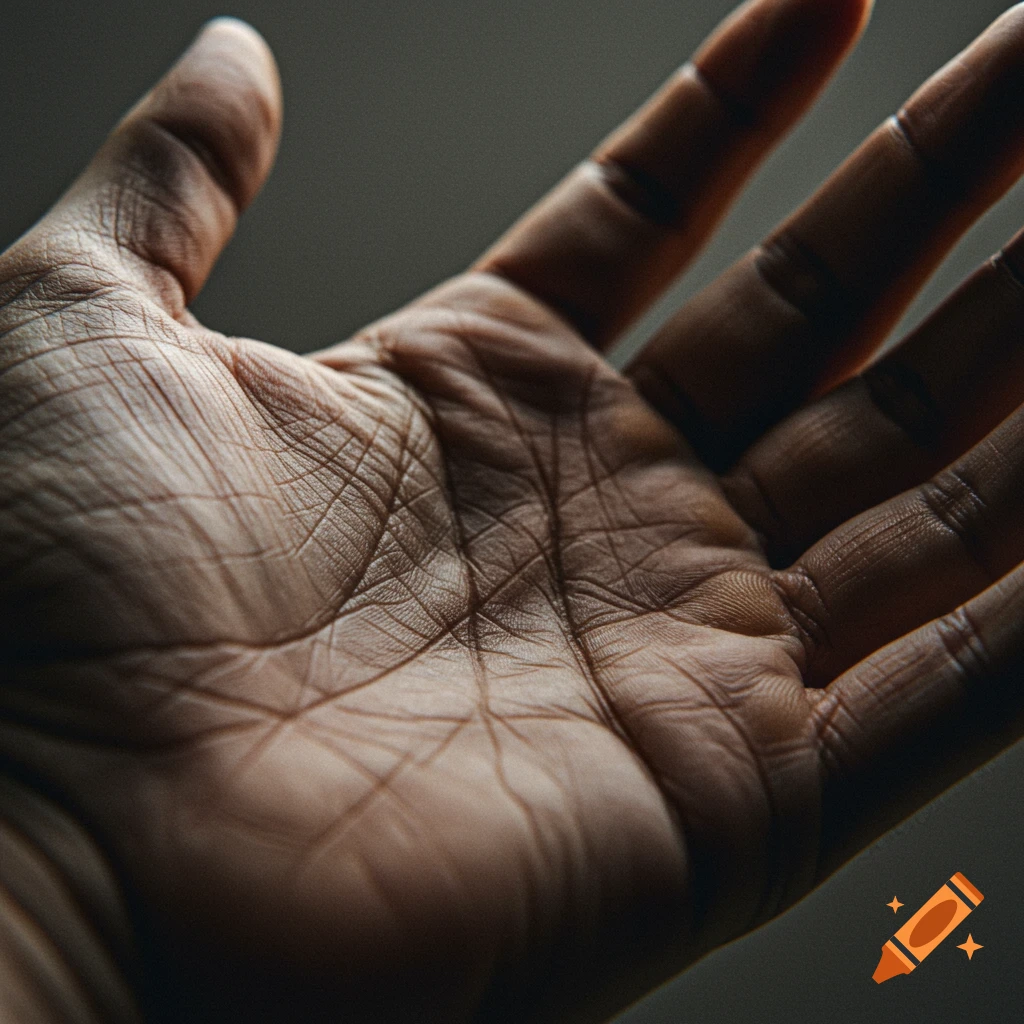 Close-up of a hand's palm showing skin texture and lines.
