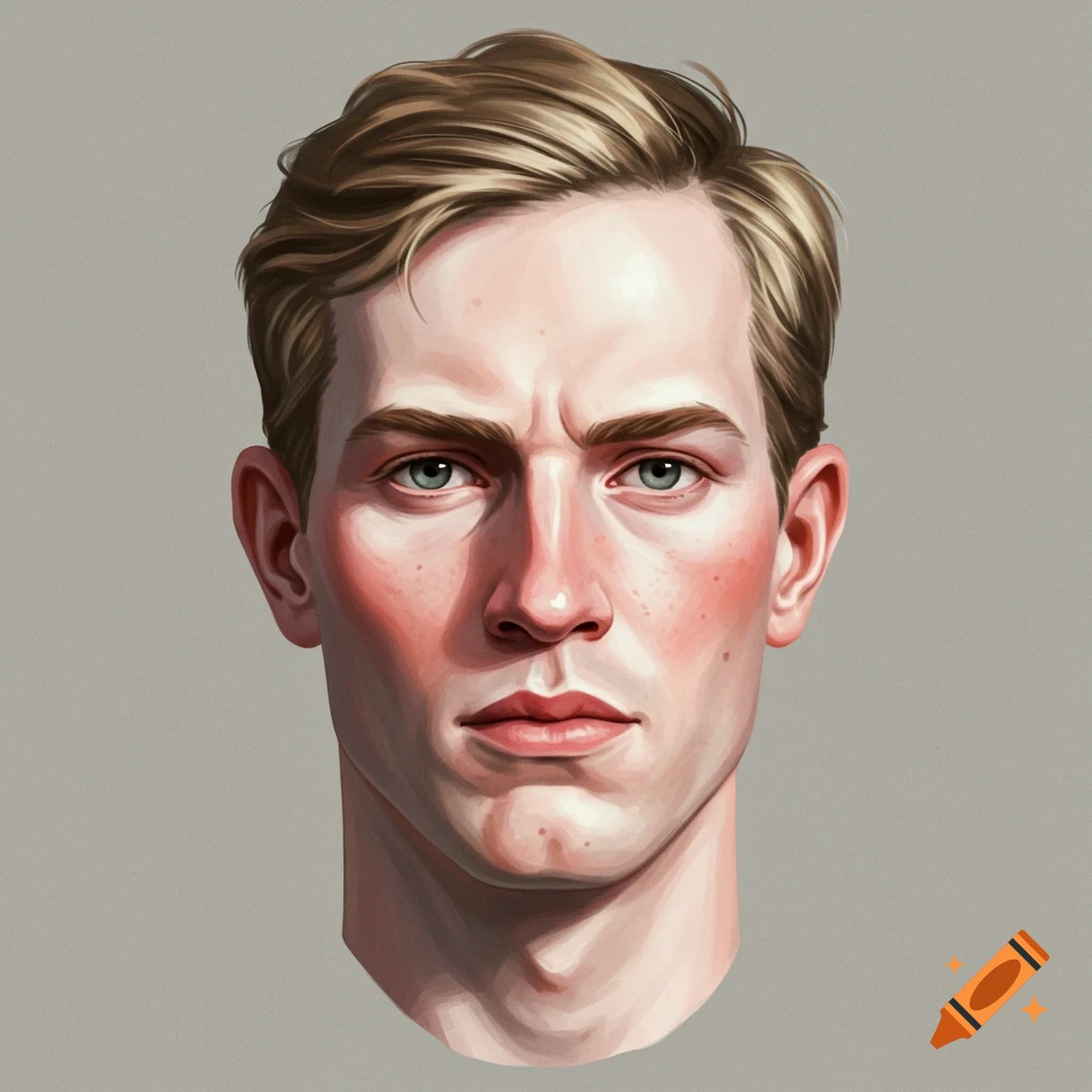 A white man's face looking forward.