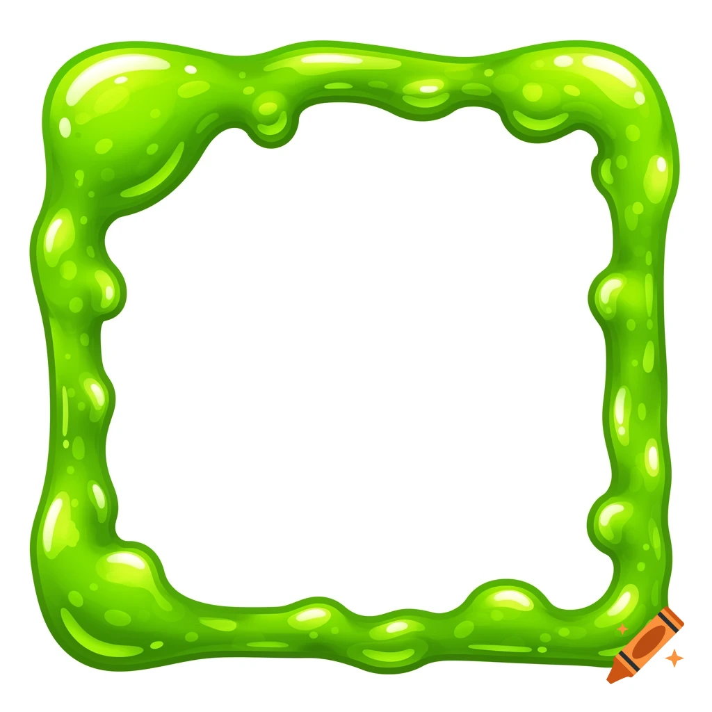 A bright green slime border or frame on a white background.