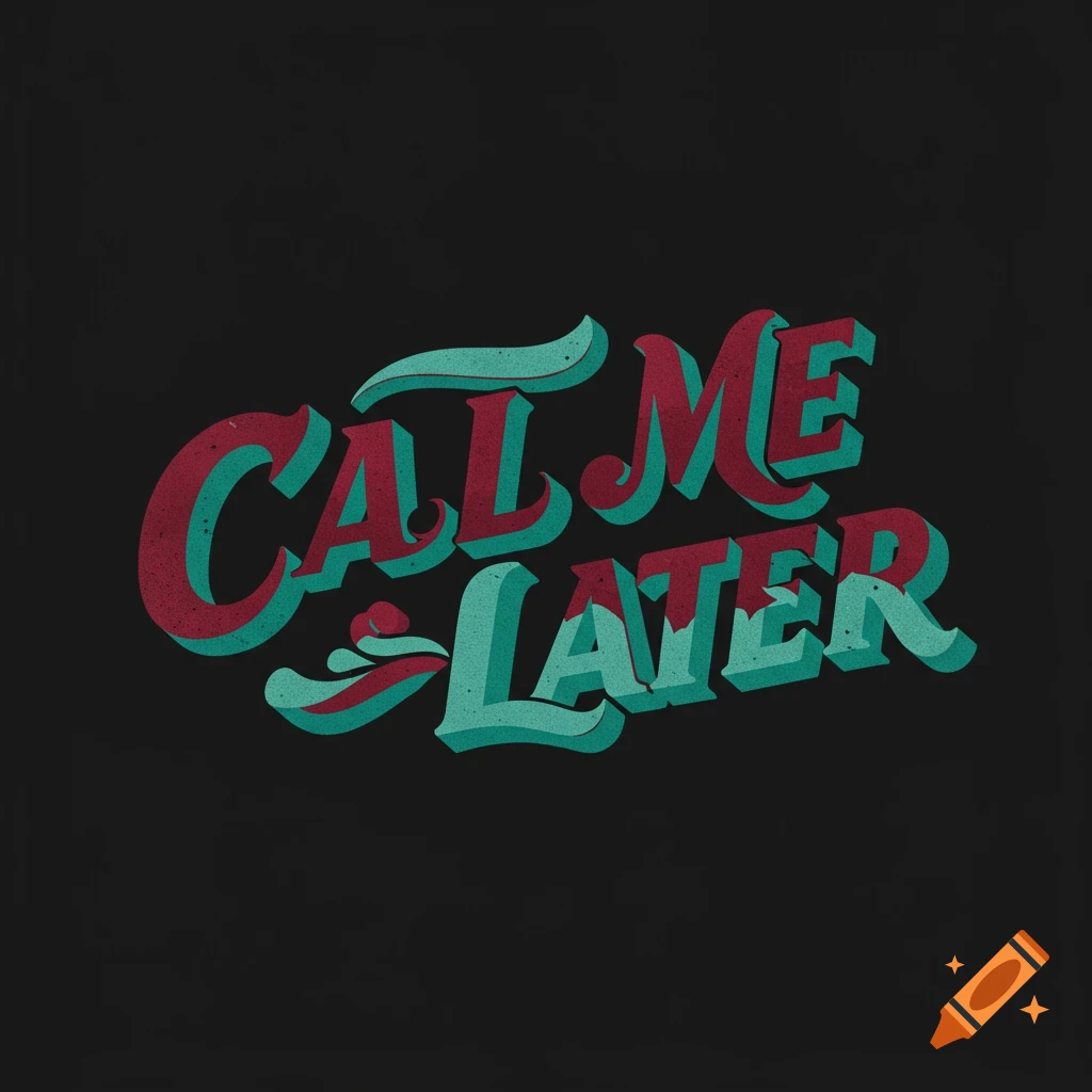 Retro logo with layered red and teal text reading CALL ME LATER on a black background.