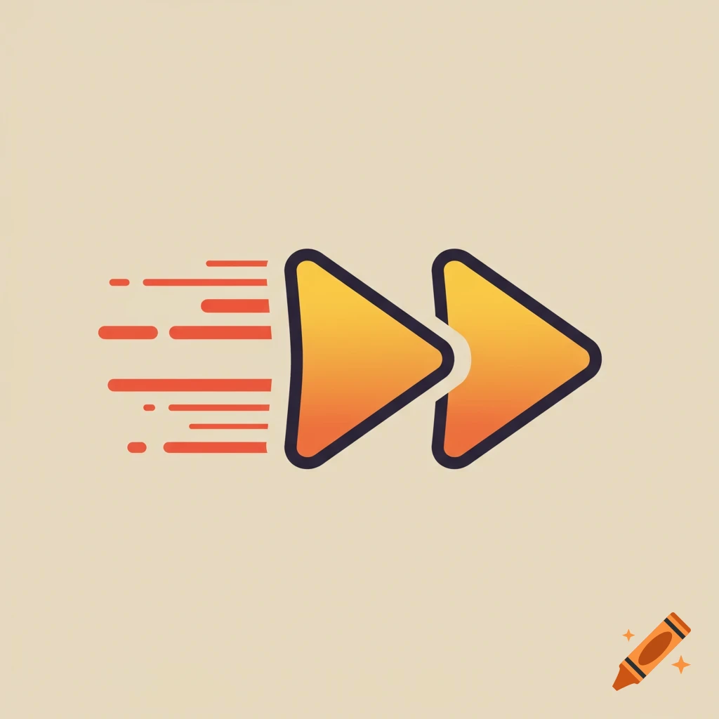 A fast forward icon with motion lines.