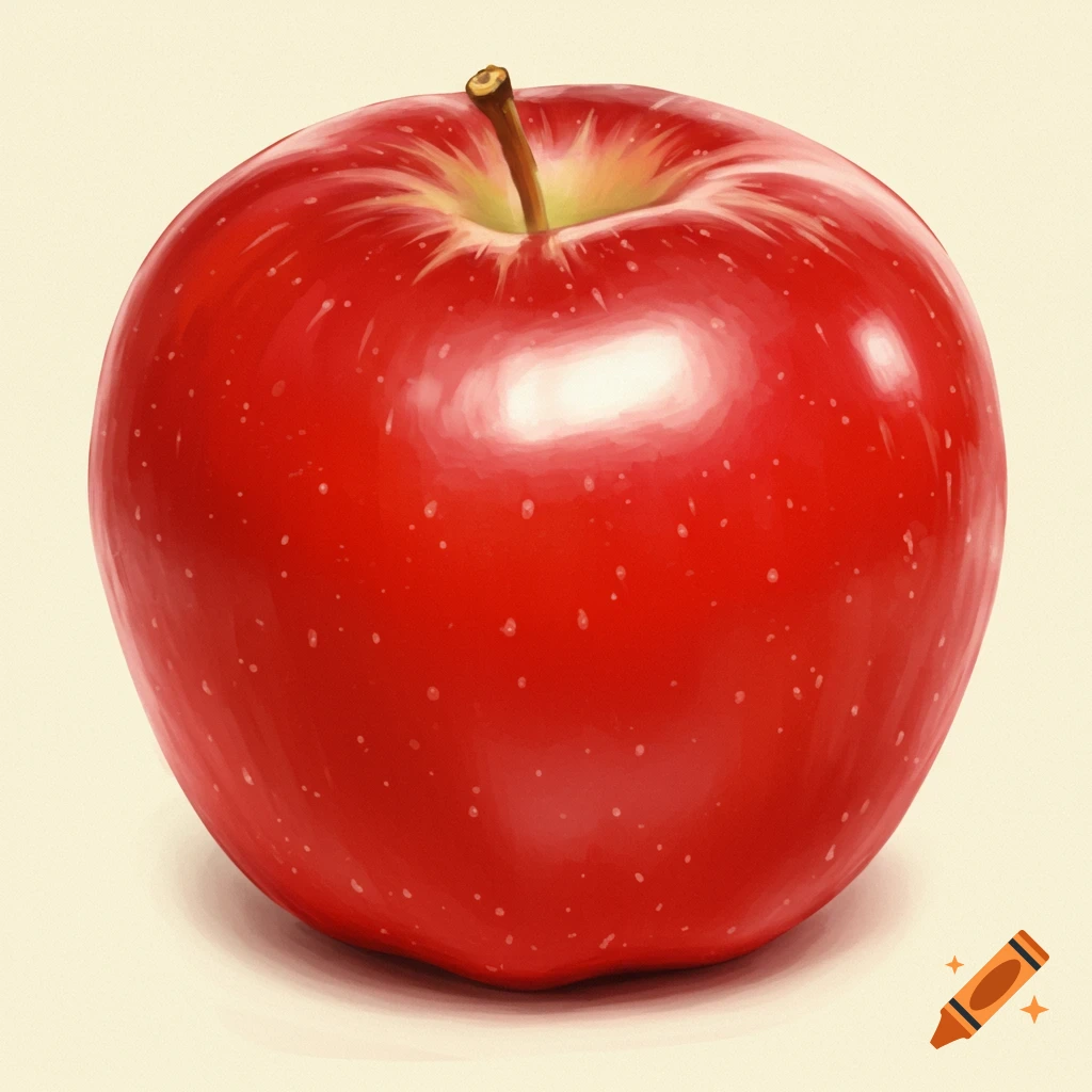 Bright red apple.