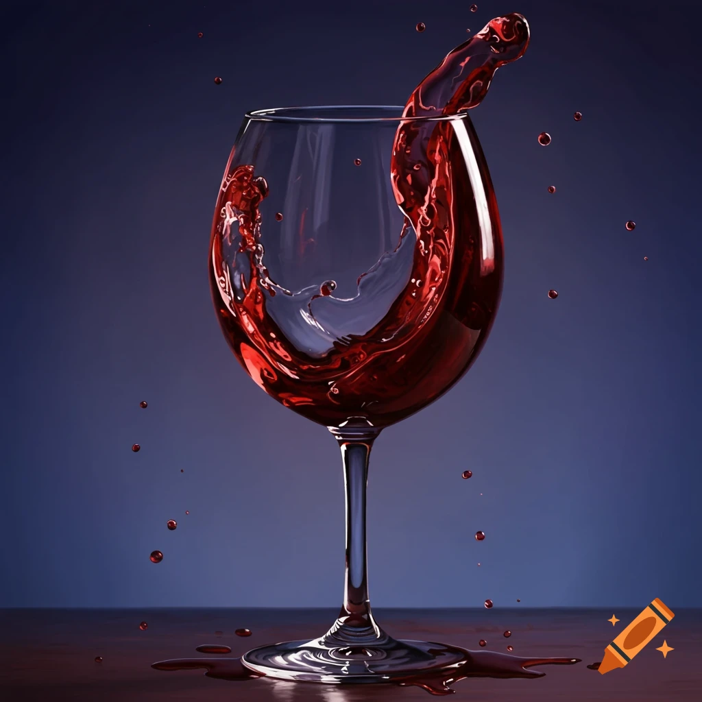 A glass of red wine with a dramatic splash.