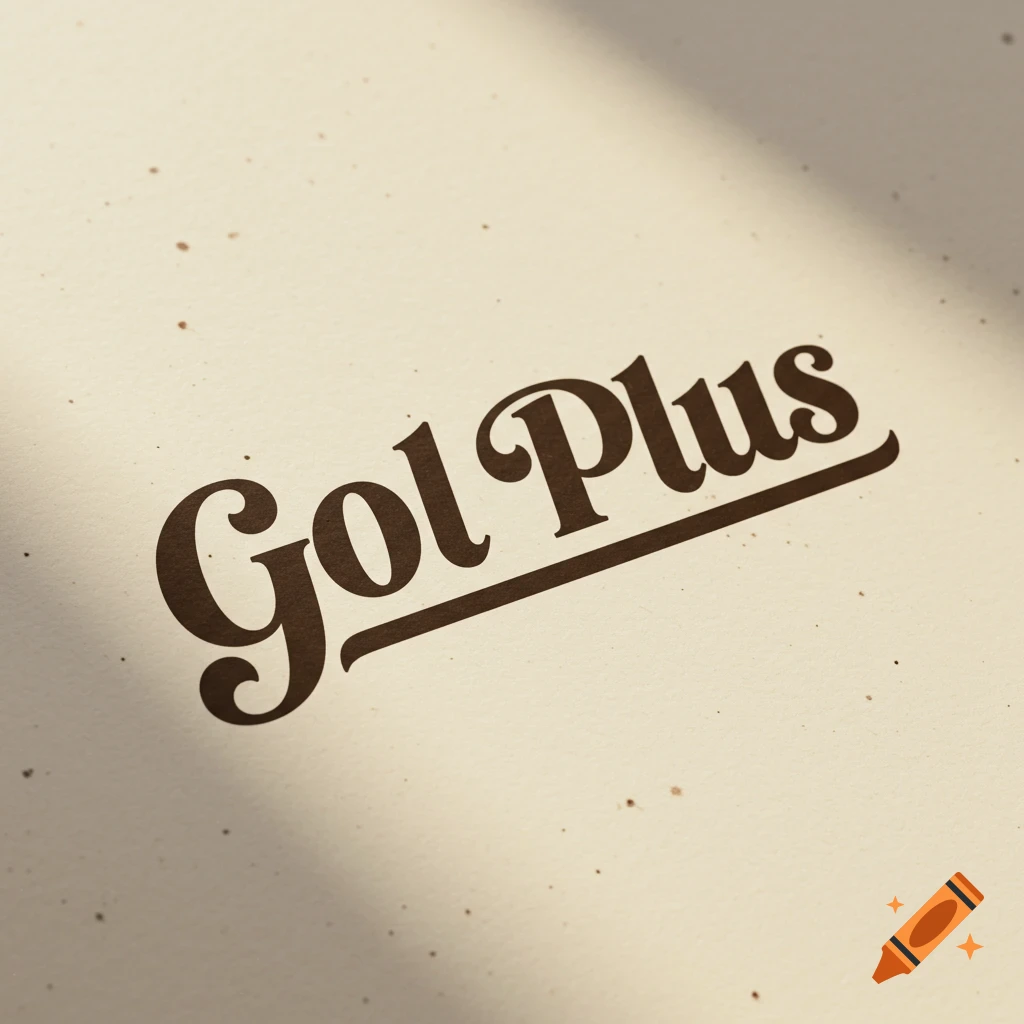 The text 'Gol Plus' in a dark script font on a textured background with shadow.