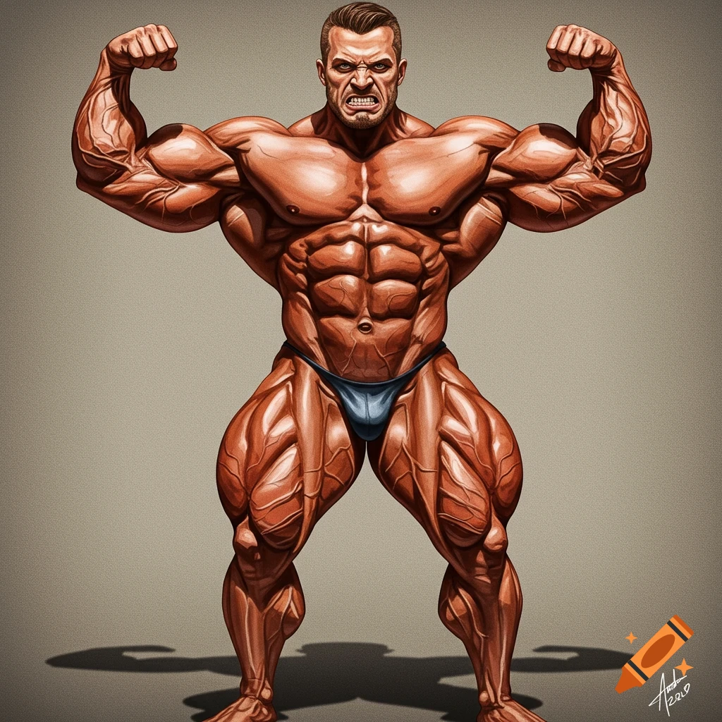 A very muscular bodybuilder posing