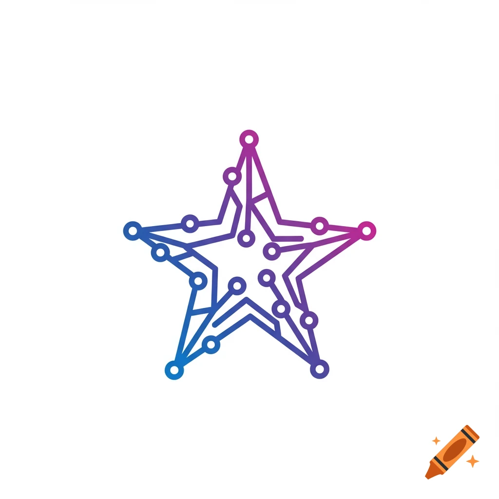 Logo of a star made from circuit lines with blue and purple gradient