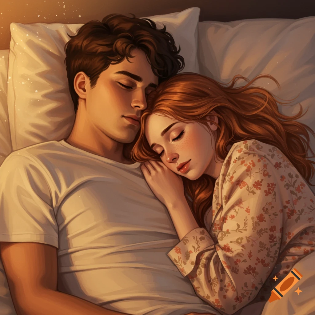 A young couple sleeping together.
