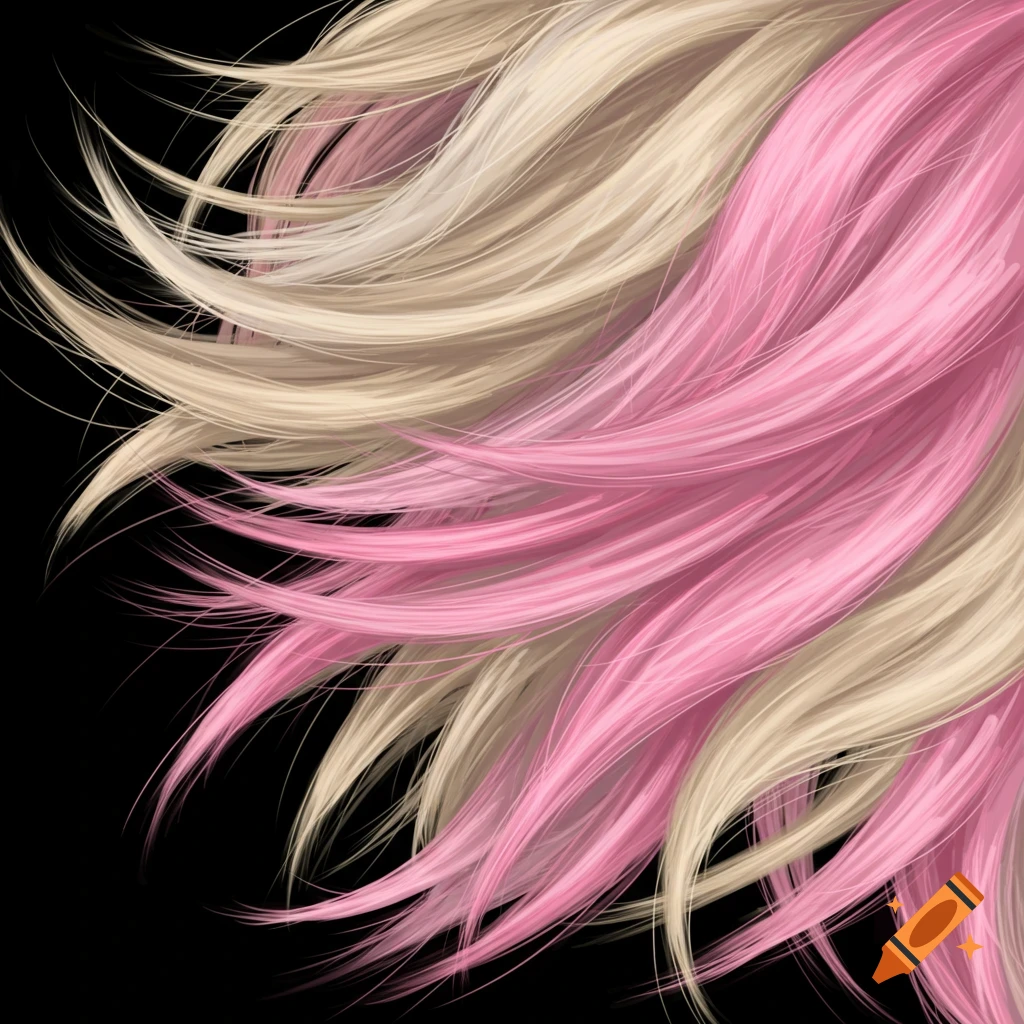 Strands of blonde and pink hair
