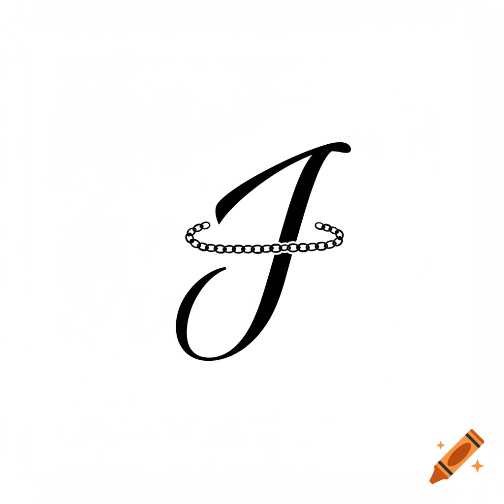 Simple logo with a black cursive letter J and a chain wrapped around it on a white background.