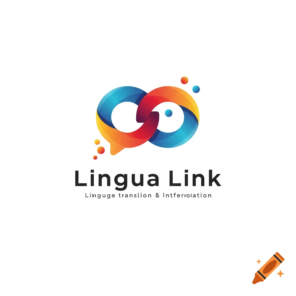 Colorful abstract logo with speech bubbles forming an infinity symbol and the text Lingua Link.