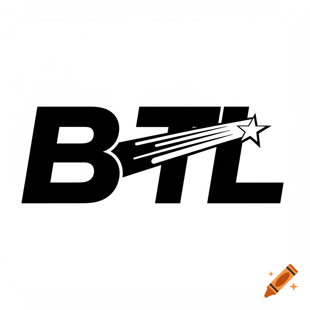 Black and white logo for BTL with a star shooting through the letters.
