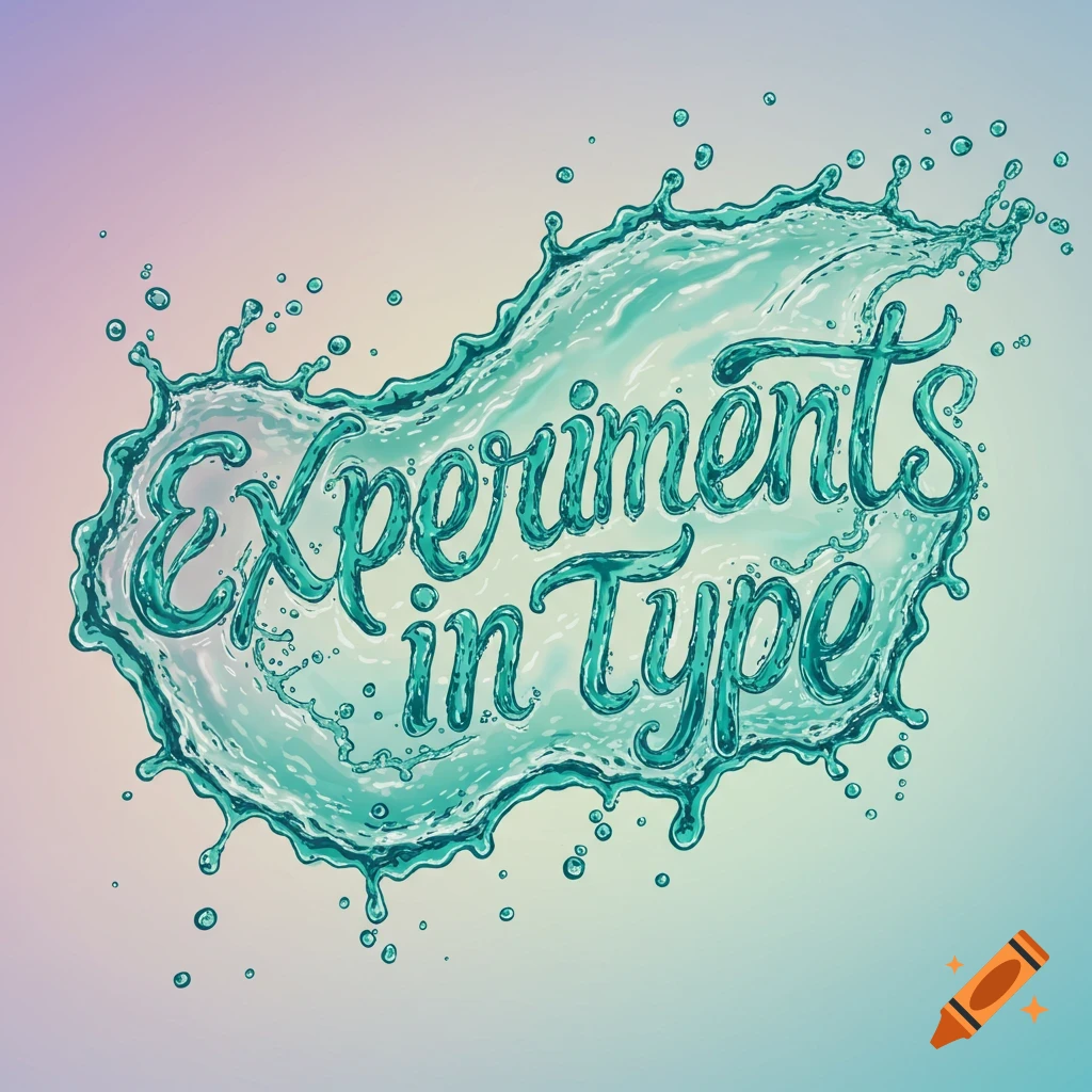 Text spelling 'Experiments in Type' formed by a water splash.