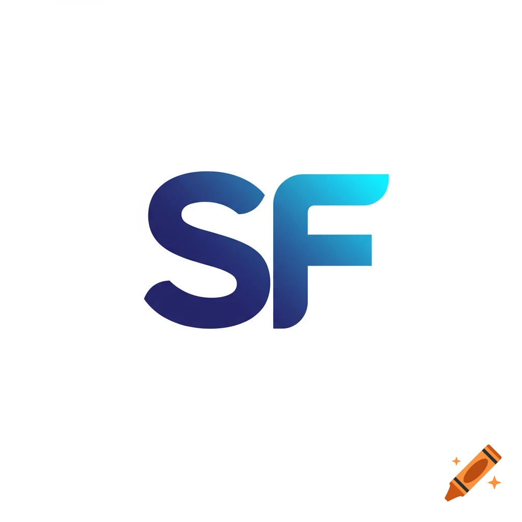 Logo with blue gradient letters SF