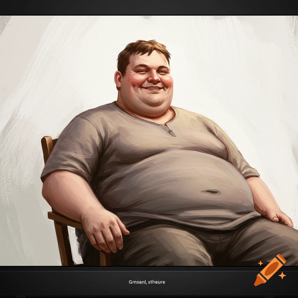 A fat man sitting and smiling in a chair.