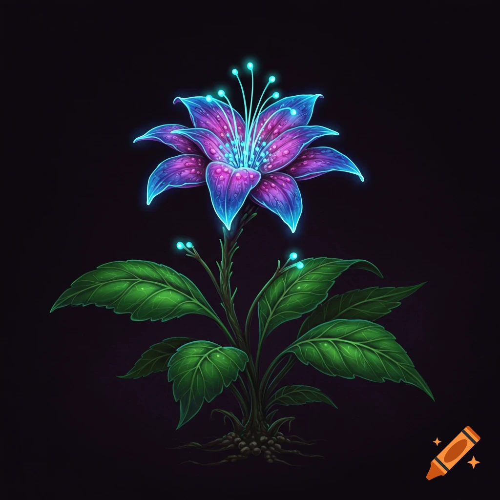 A glowing fantasy flower