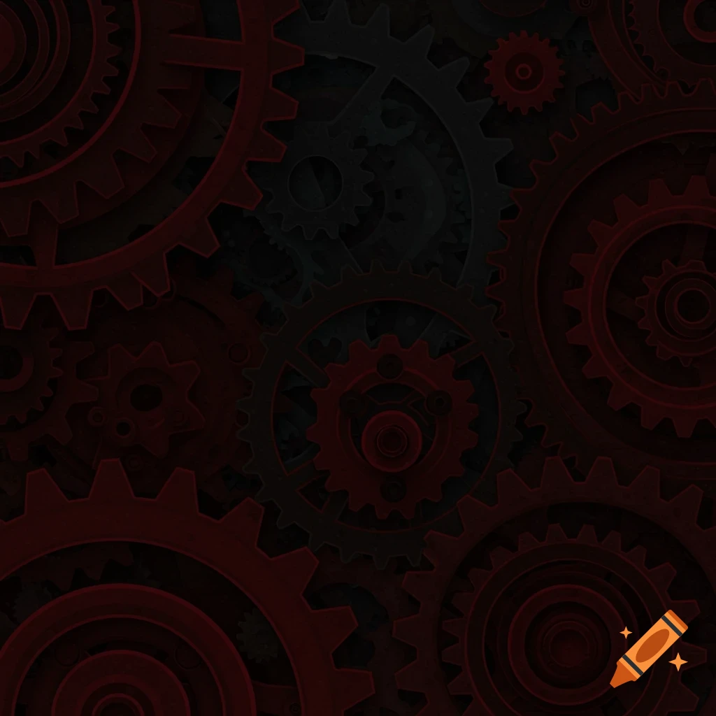A pattern of dark red and black gears.
