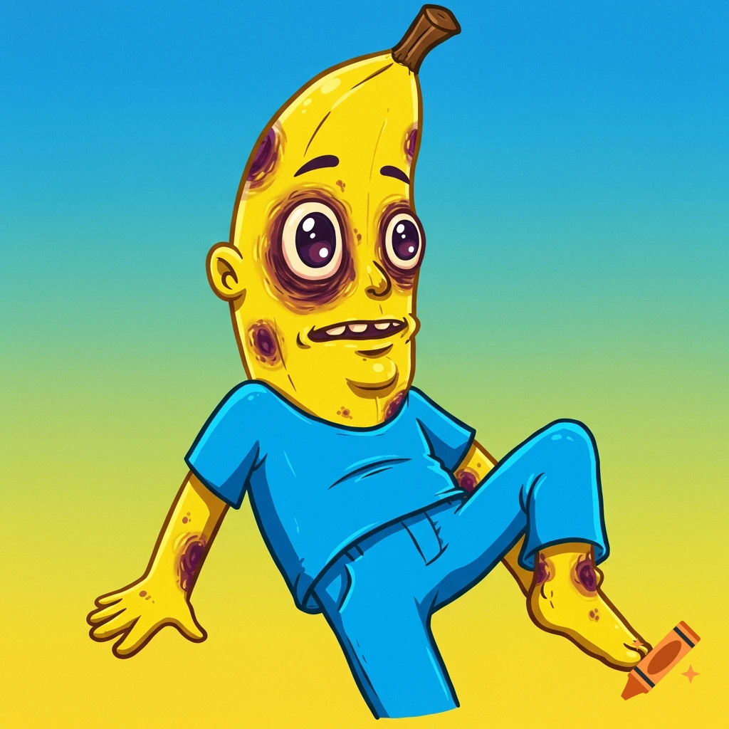 Banana character in a suit with a watch on Craiyon