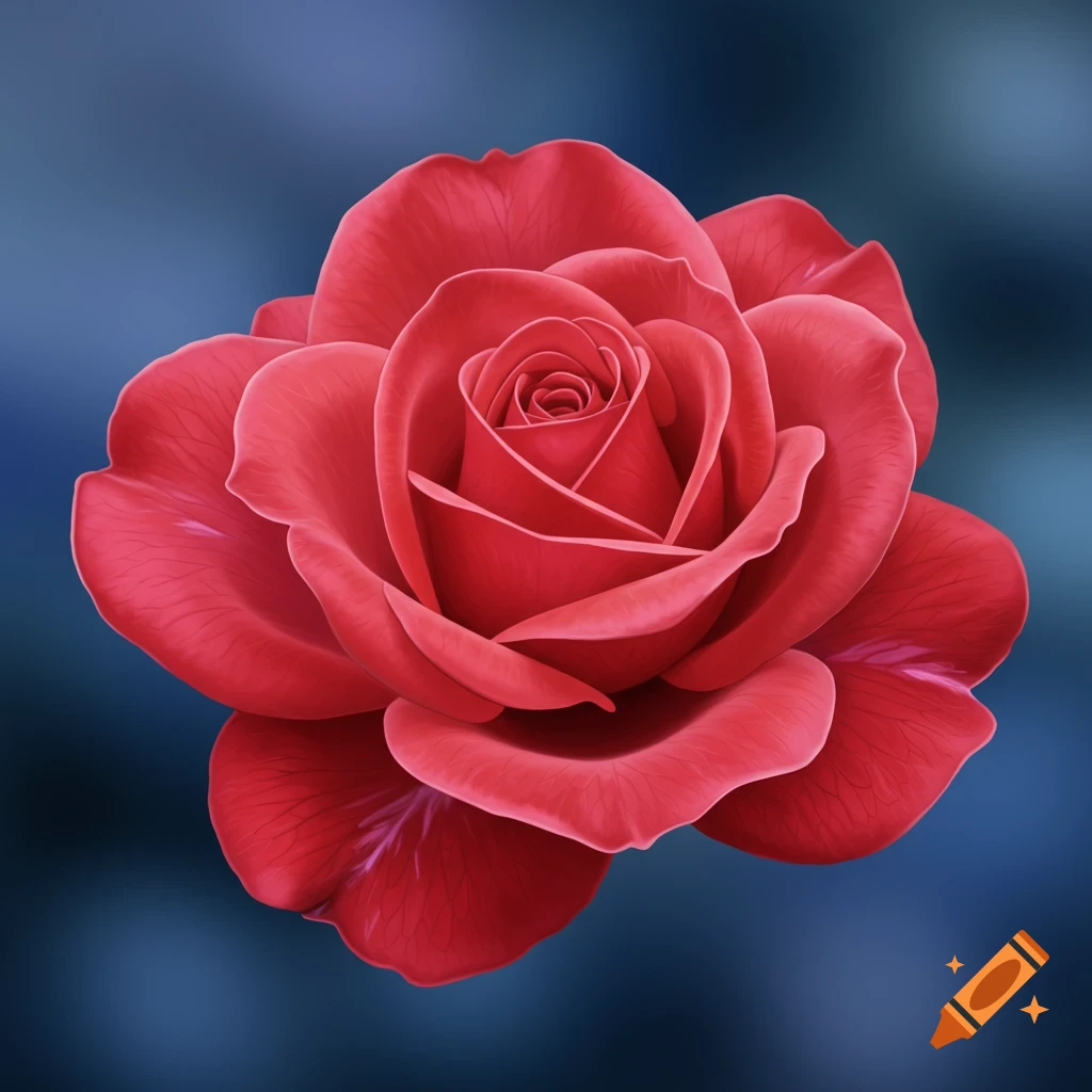A red rose against a blurred blue background.