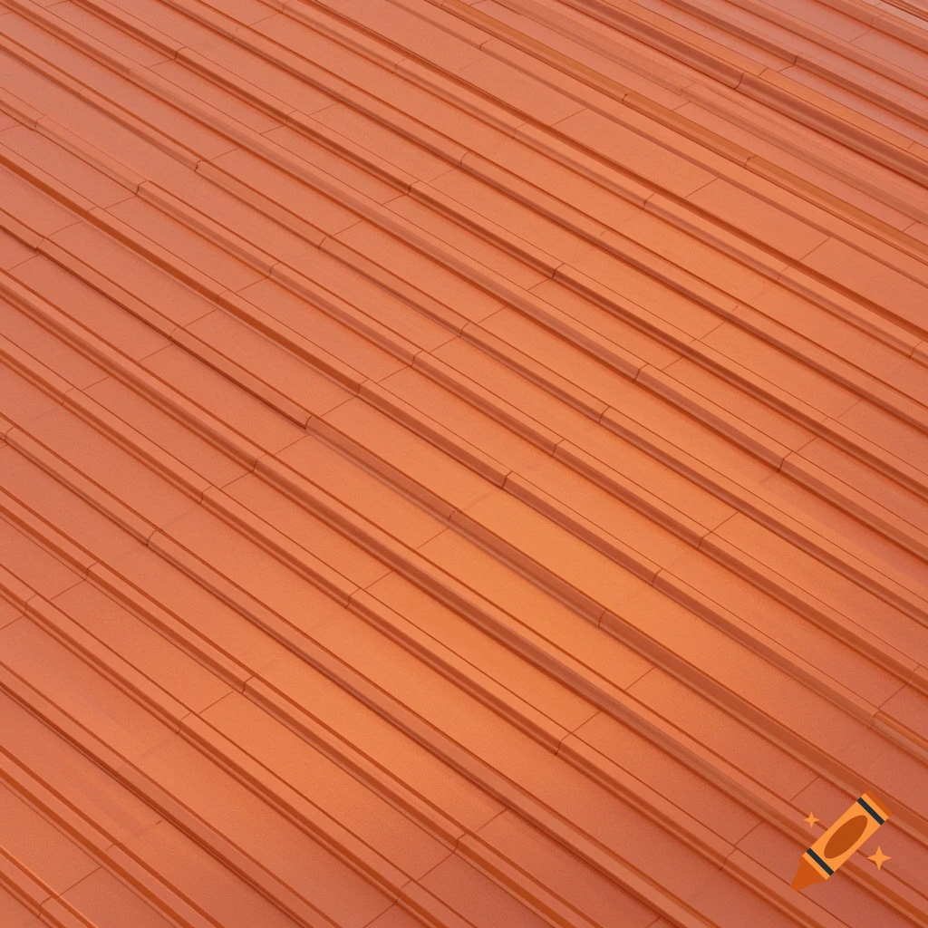 Close-up view of an orange metal roof