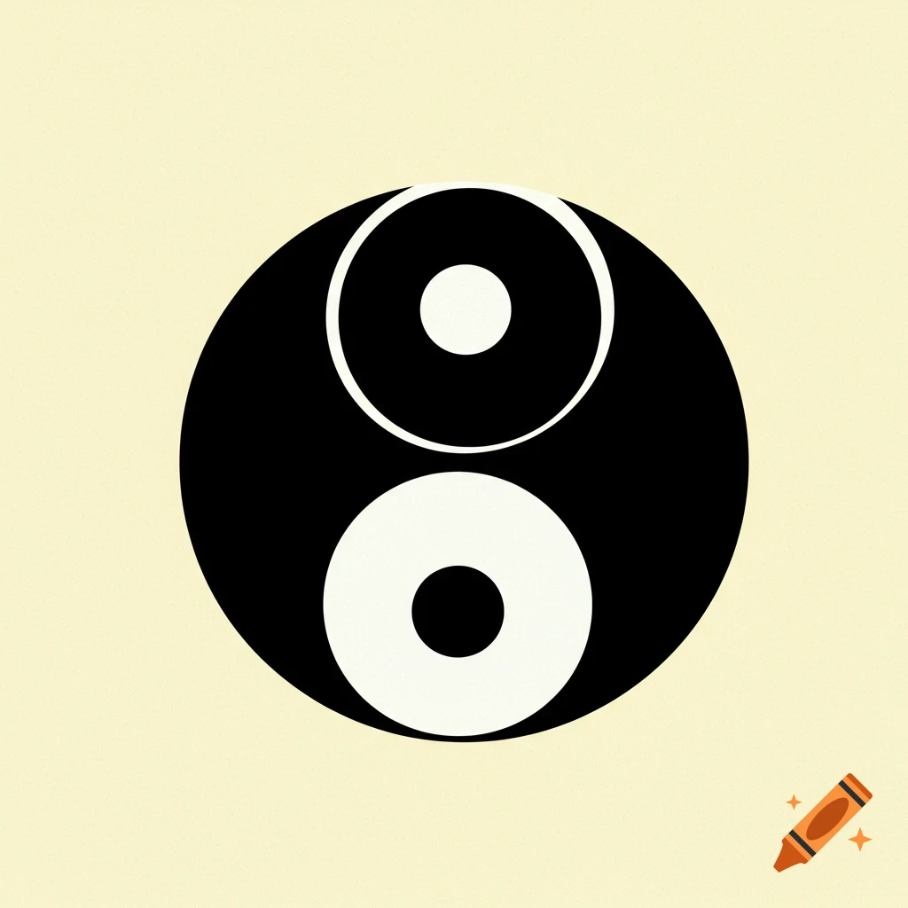 Black and white Yin Yang symbol on a light textured background.