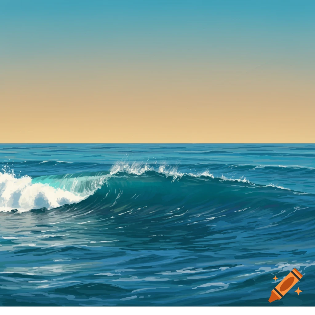 A cresting blue ocean wave under a gradient sky.