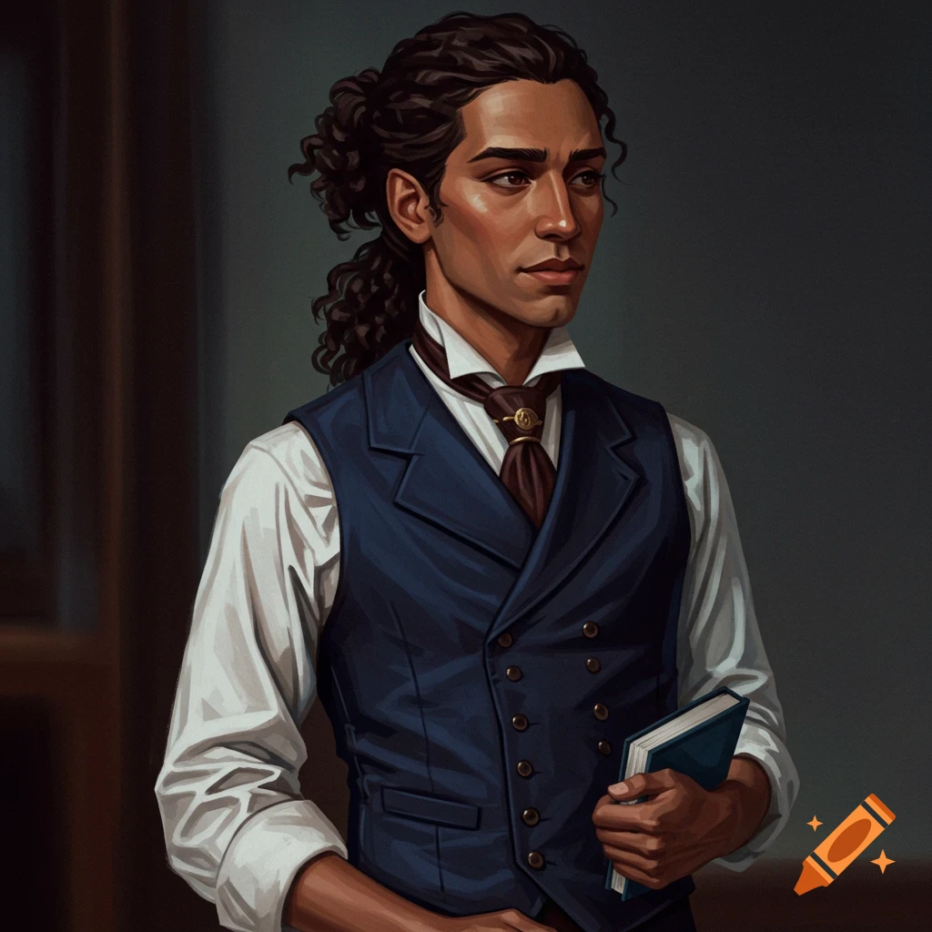 A man in a blue vest holding a book