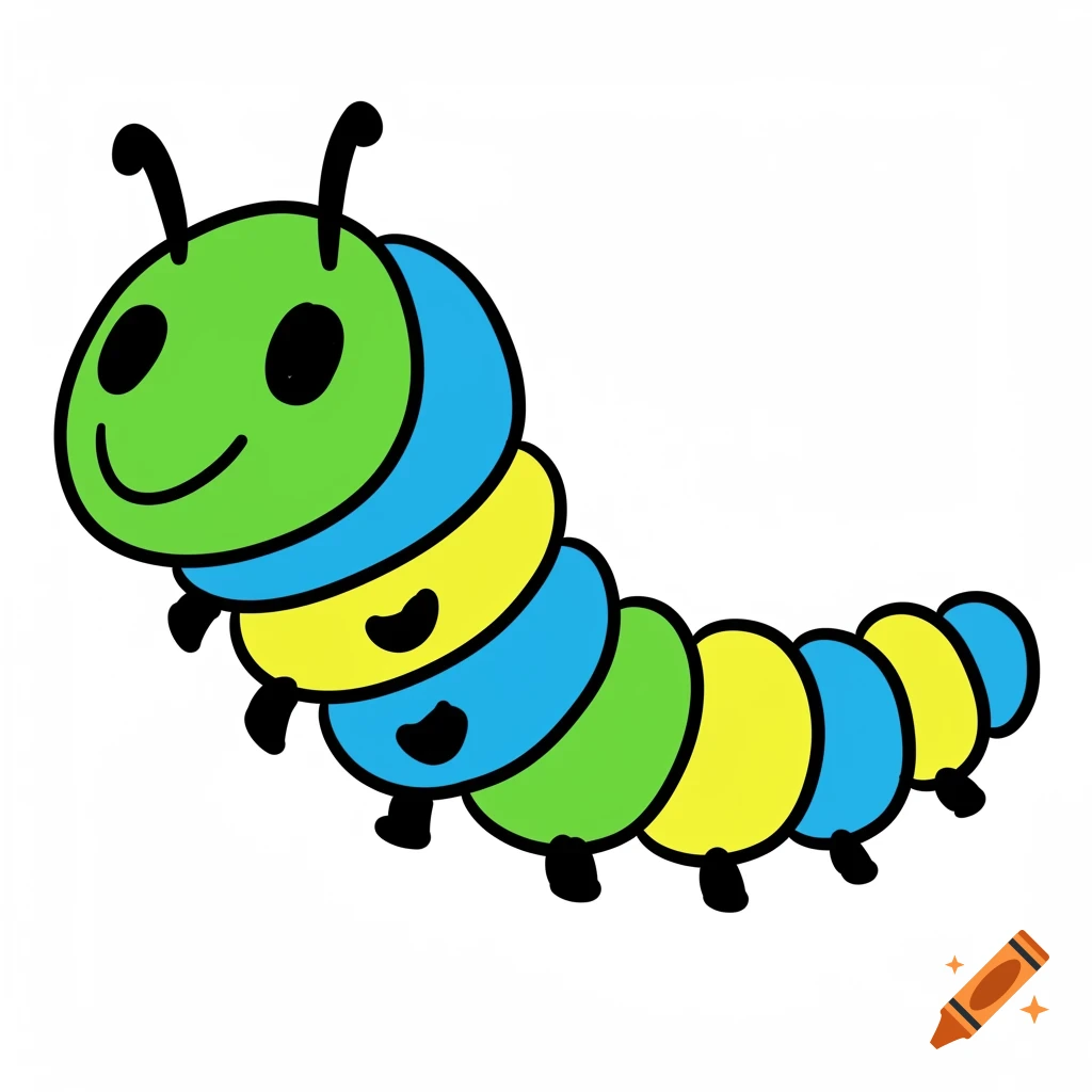 A colorful cartoon drawing of a caterpillar.