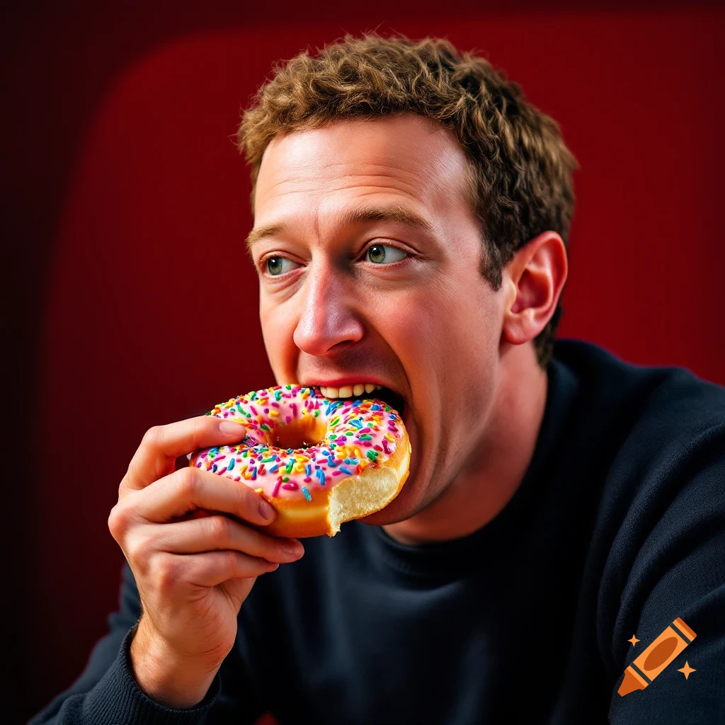Mark Zuckerberg eating a donut