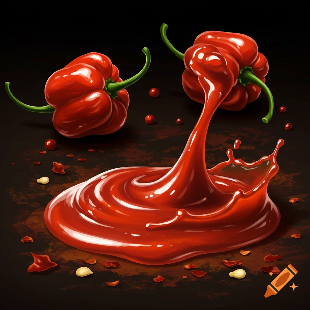 Ghost peppers and a splash of red sauce.