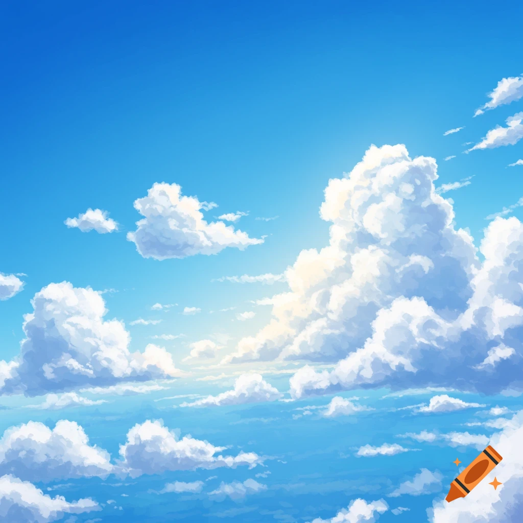 A blue sky filled with white clouds.
