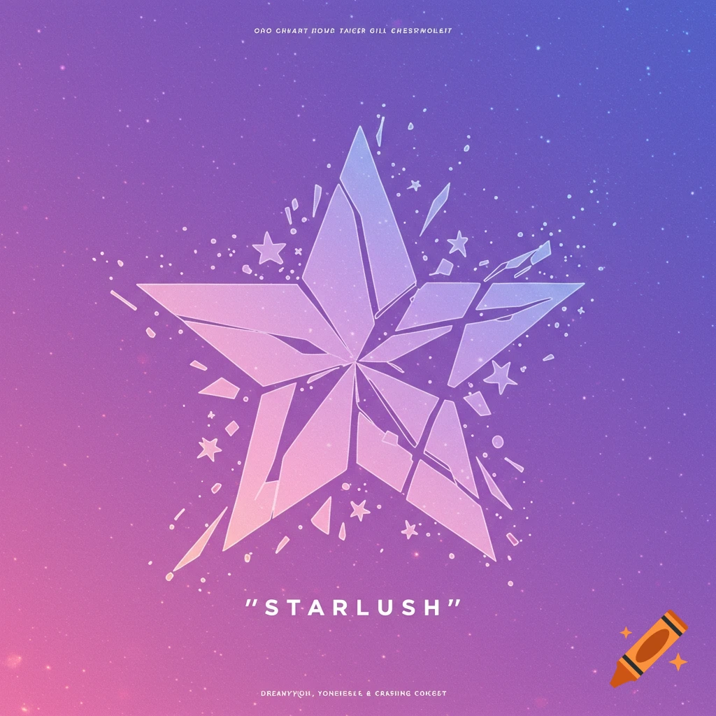 Stylized broken star logo on a purple and pink gradient background.