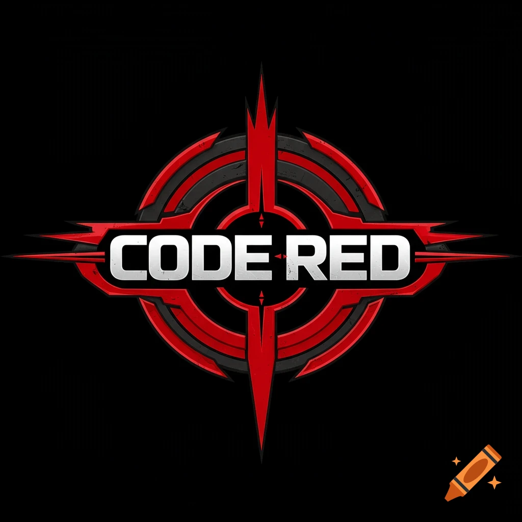 Red and black stylized logo for Code Red game