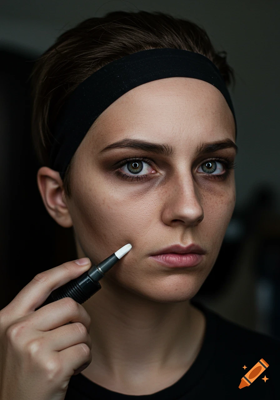 Close-up of a woman applying makeup near her eye.