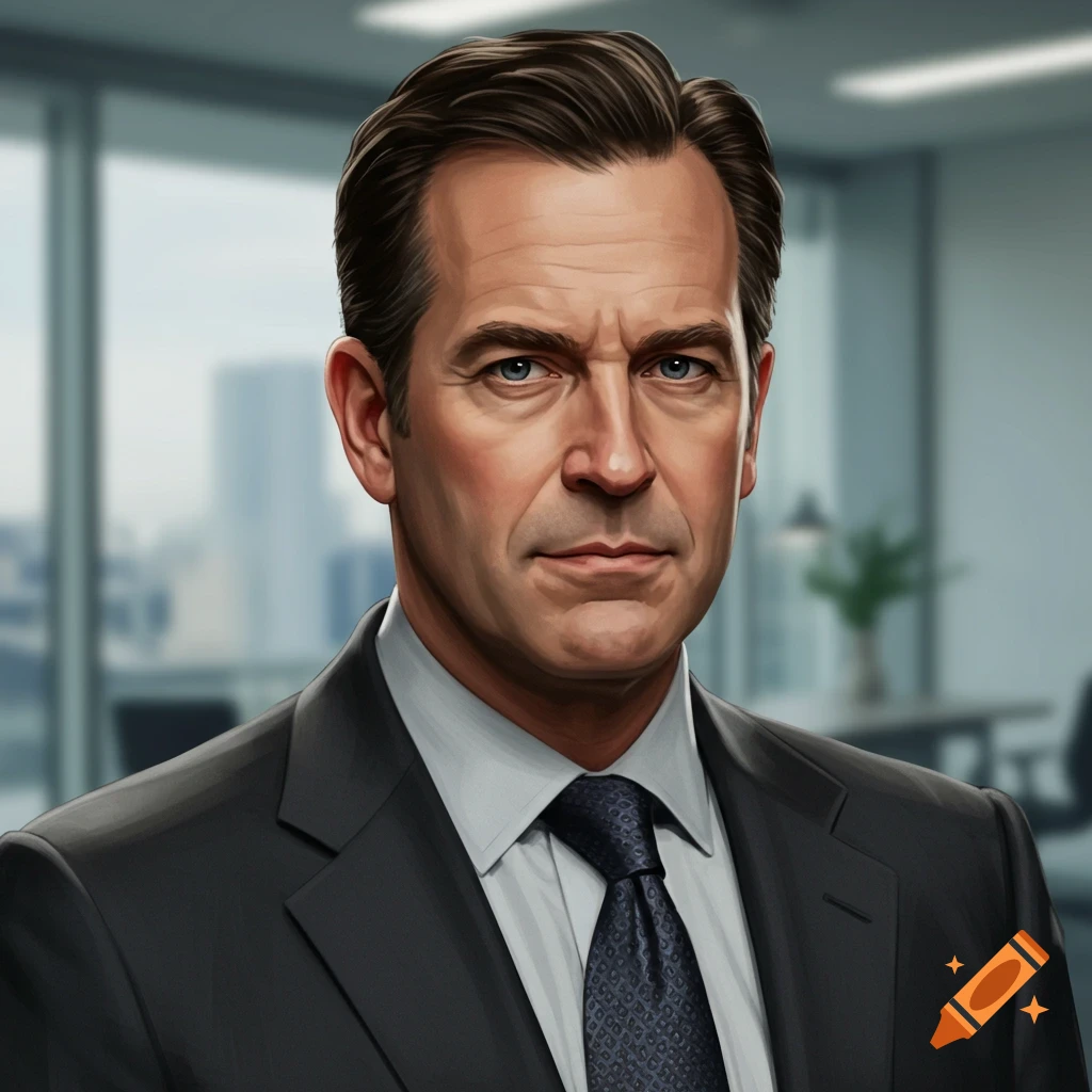 Portrait of a businessman in a suit with an office background