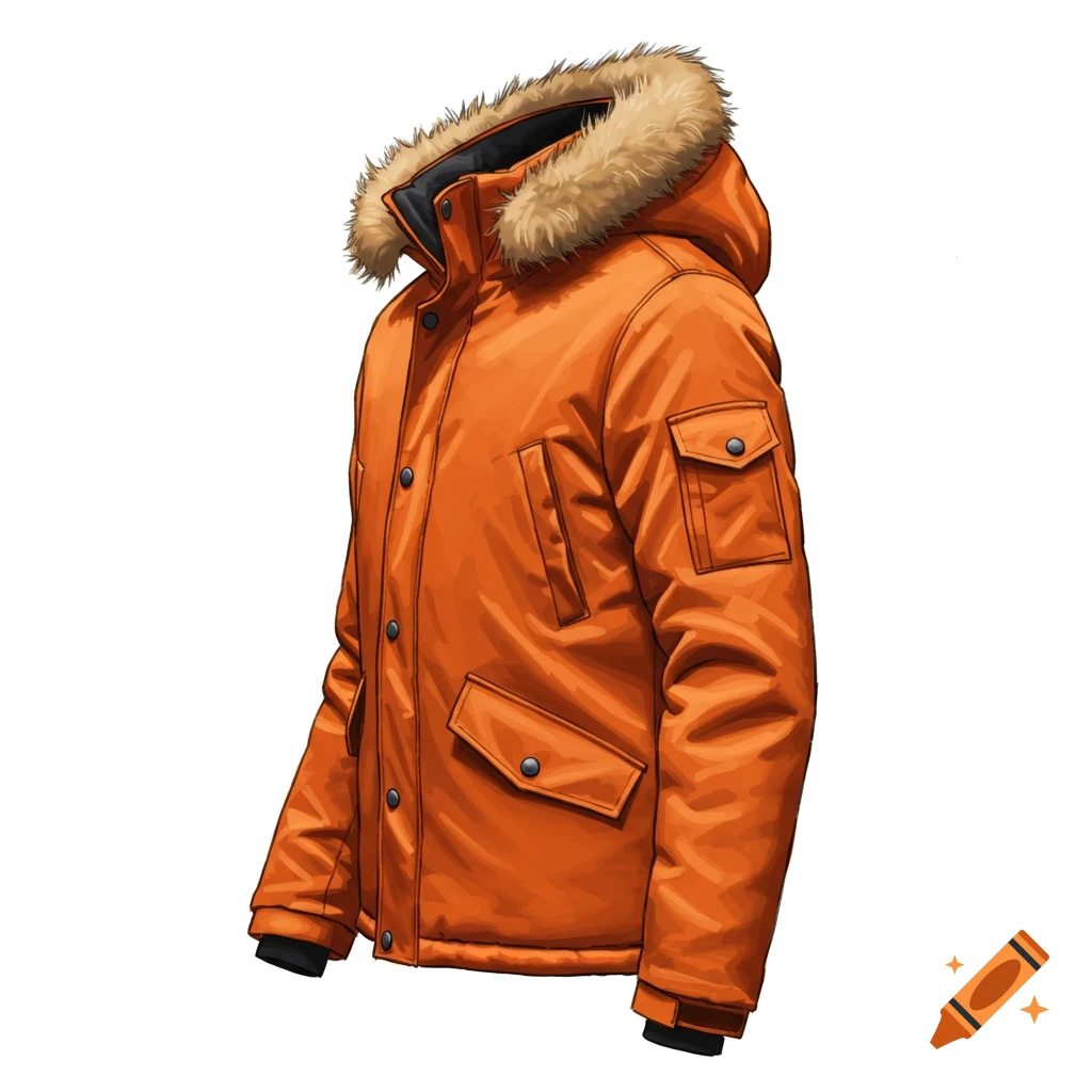 An orange winter jacket.