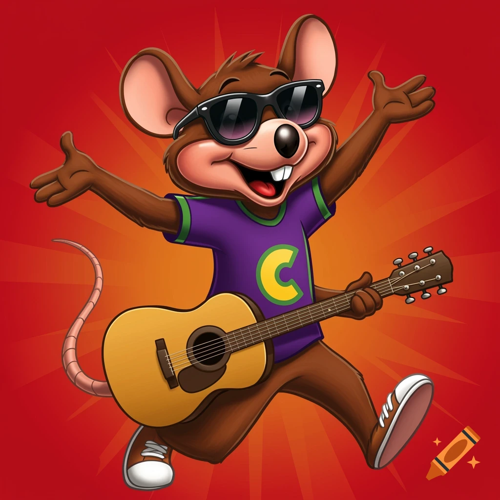 Mr. Munch From Chuck E. Cheese Posing as a Rapper With Microphone Against  Green Screen created on Craiyon