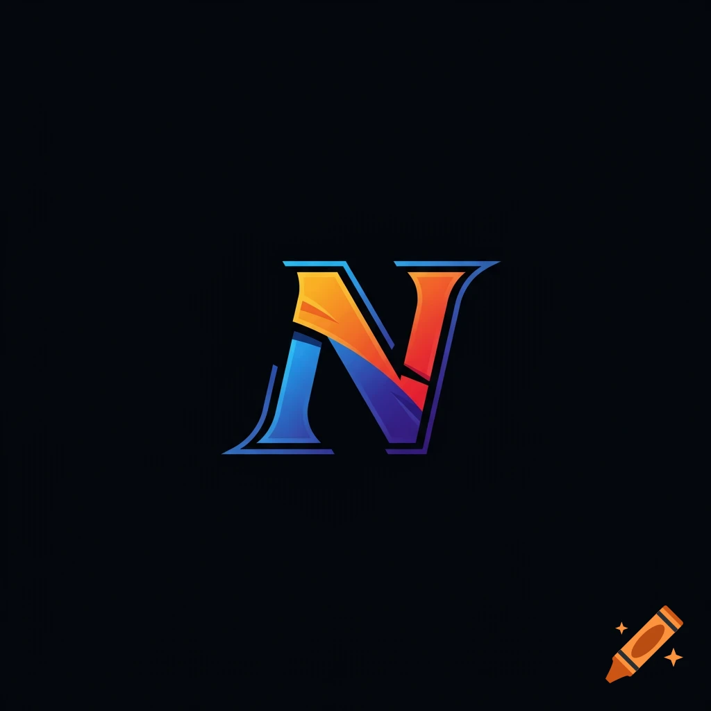 Stylized letter N logo in orange, red, blue, and purple on a black background.